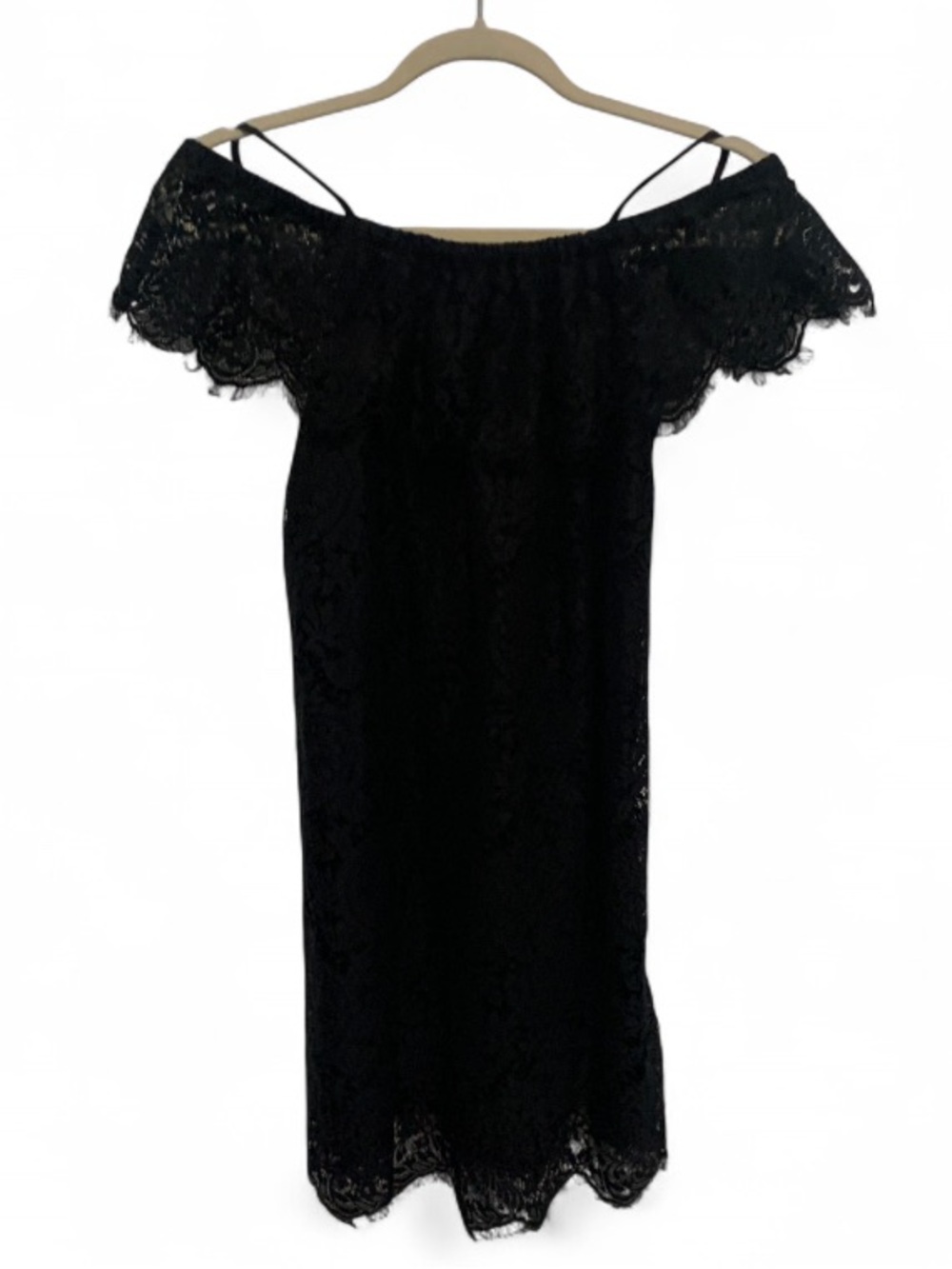 Madewell Dusk Lace Off-Shoulder Black Mini Dress